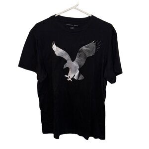 American Eagle Outfitters Black Tee with Silver Eagle